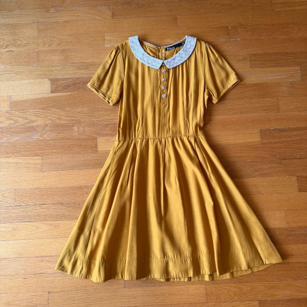 Mustard Yellow Fit and Flare Dress